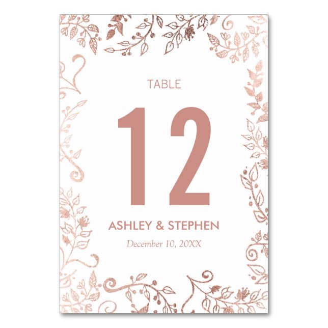 Élégant Rose blanche Gold Floral Numéros de table (Par défaut)