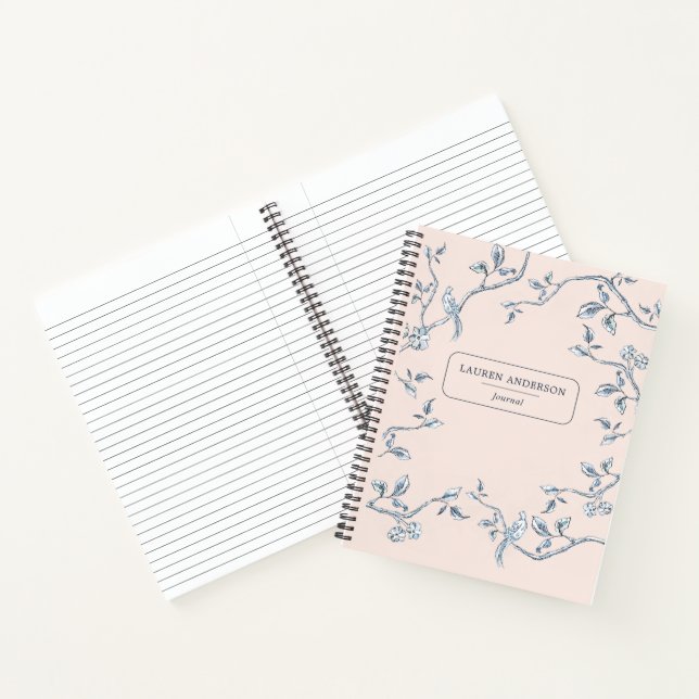 Élégant rose & bleu French toile Journal (Intérieur)