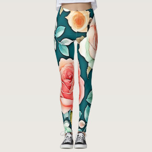 Elegant Rose Bloom Design Leggings