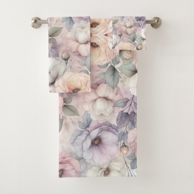 Elegant Rose Blossoms Bath Towel Set (Insitu)