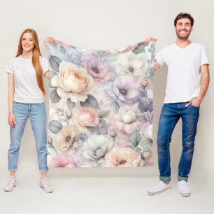 Elegant Rose Blossoms Fleece Blanket