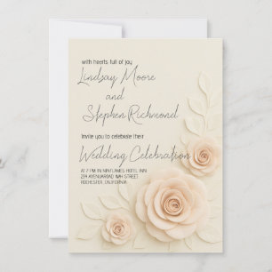 Élégant Rose Blush 3D Faire-part de mariage romant