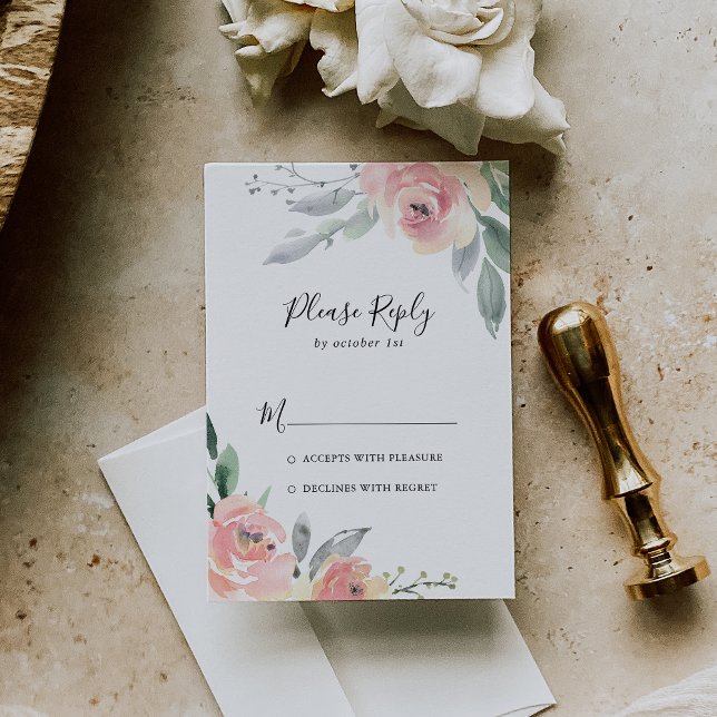 Élégant rose Blush Floral RSVP (Créateur téléchargé)