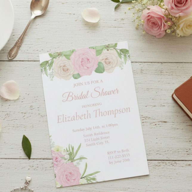 Elégant rose Blush Floral Shower Invitation (Créateur téléchargé)