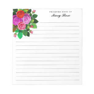 Elegant Rose Bouquet Flowers Personalized Notepad