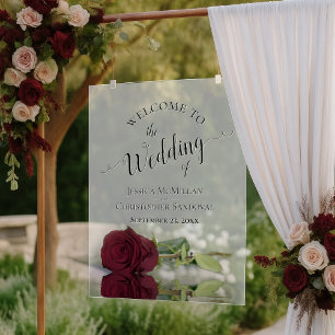 Élégant Rose Bourgogne Mariage romantique Bienvenu