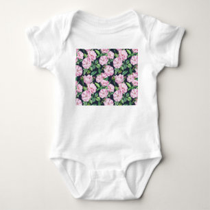 Elegant Rose Branches Watercolor Baby Bodysuit