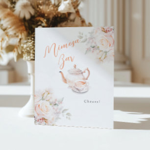 Elegant Rose Bridal Tea Party Mimosa Bar Pedestal Sign