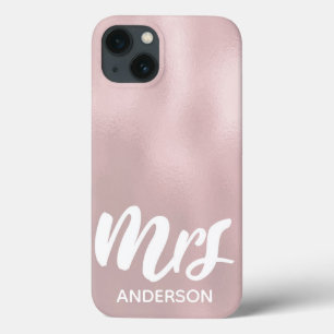 Elegant Rose Bride Gold Mrs Surname iPhone 13 Case
