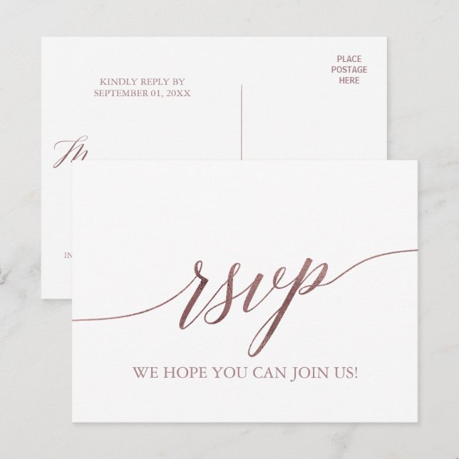 Elegant Rose Calligraphy Menu Choice RSVP Postcard (Front/Back)