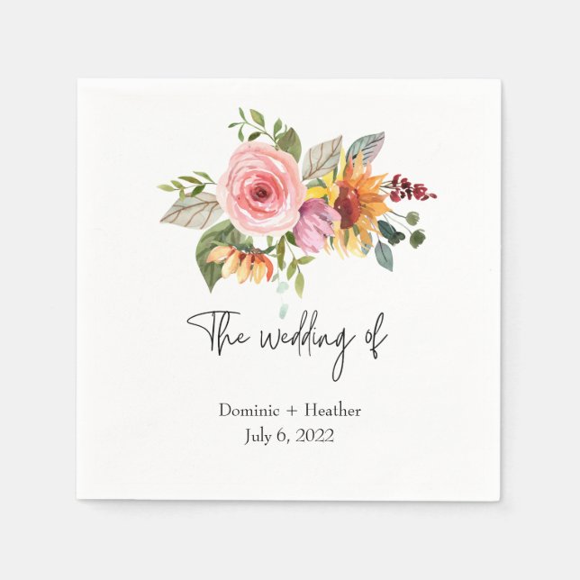 Elegant Rose Chic Wedding Napkin (Front)