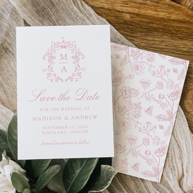 Elegant Rose Chinoiserie Victorian Floral Wedding Save The Date (Creator Uploaded)