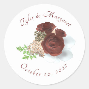 Elegant Rose Corsage Classic Round Sticker