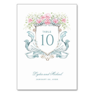 Elegant Rose Crest Table Number