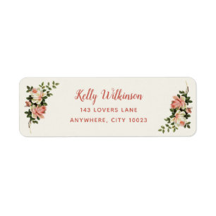 Élégant Rose de crème ancienne Nom du script Adres