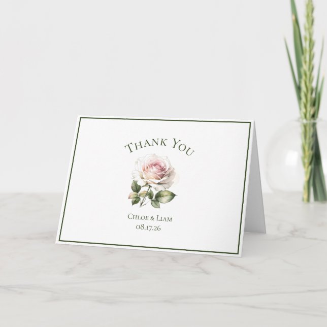 Elégant Rose de jardin rose Merci Mariage de fleur (Devant)