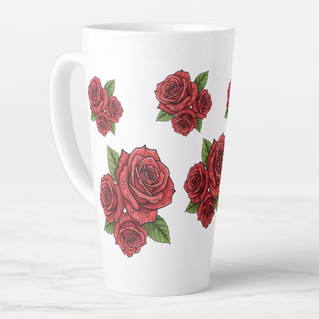 Elegant Rose Design Latte Mug (Left Angle)