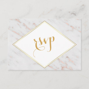 Élégant Rose diamant or marbre RSVP 