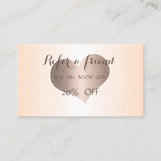 Elégant Rose élégant Gold Heart Carte de référence (Devant)