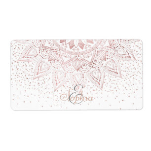Elégant rose en or mandala confetti design