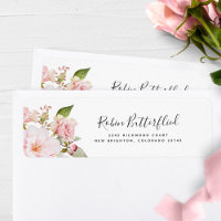 Élégant rose et bleu Floral Adresse de retour