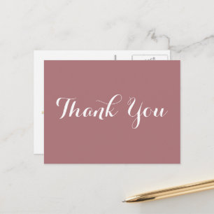 Elegant Rose Faux Gold Script Wedding Thank You Postcard