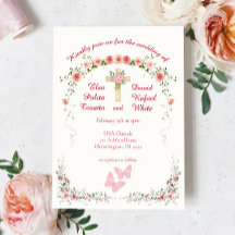 Élégant Rose Floral Faire-part de mariage chrétien