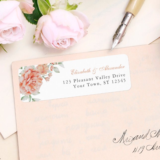 Élégant rose Floral Mariage Adresse de retour (Créateur téléchargé)