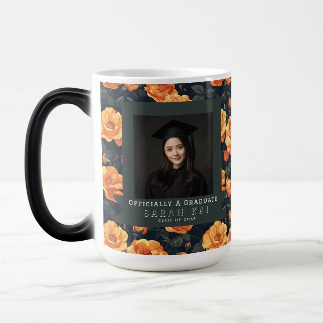 Elegant Rose Floral Masters Grad Magic Mug (Left)