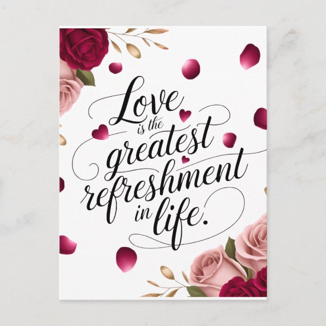 Elegant Rose Floral Quote Design Postcard (Front)