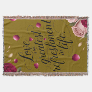 Elegant Rose Floral Quote Design Throw Blanket