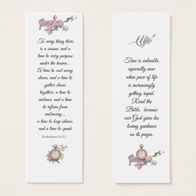 Élégant rose Floral Religieux Bible Sagesse (Devant & derrière)
