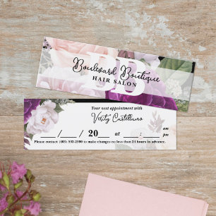 Elegant Rose Floral Salon Bookmark Appointment Mini Business Card