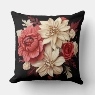 Elegant Rose Floral Throw Pillow – Vintage & Moder