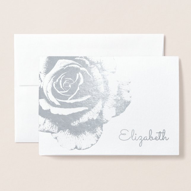 Elegant Rose Floral Vintage Flower Foil Card (Front With Envelope)
