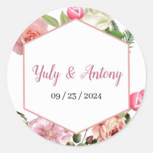 Elegant Rose Floral Wedding for Decor Sticker Set