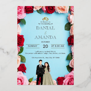 Elegant Rose Floral Wedding Invitation Card   Edit