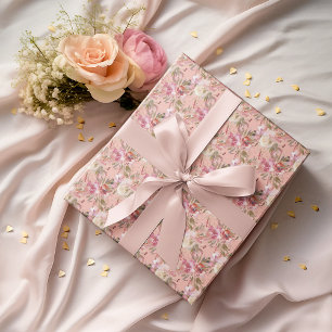 Elegant Rose Florals Blush Pink Wrapping Paper