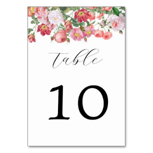 Élégant Rose Florals Mariage Numéro de table
