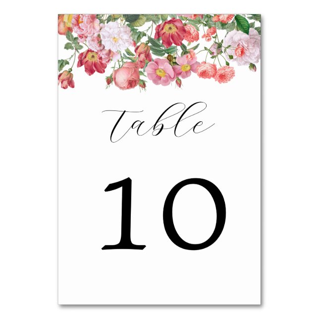 Élégant Rose Florals Mariage Numéro de table (Par défaut)