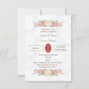 Elegant Rose Flower Customized Wedding Invitation