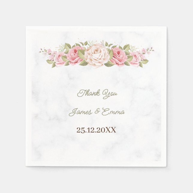 Elegant Rose Flower Personalized Napkin (Front)