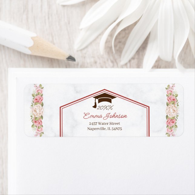 Elegant Rose Flower Personalized Return Address (Insitu)