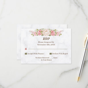 Elegant Rose Flower Personalized Wedding RSVP Card