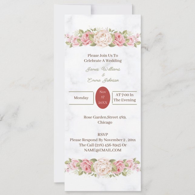 Elegant Rose Flowers Customized Invitation (Front)