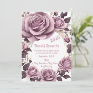 Elegant Rose Frame Template Wedding Invitation