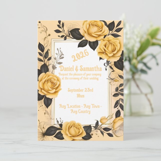 Elegant Rose Frame Template Wedding Invitation (Standing Front)