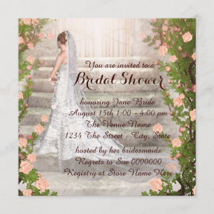 Elegant Rose Garden Bride Bridal Shower Invitation