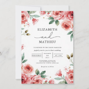 Elegant Rose Garden Floral Wedding Invitation