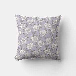 Elegant Rose Garden in Lavender Throw Pillow